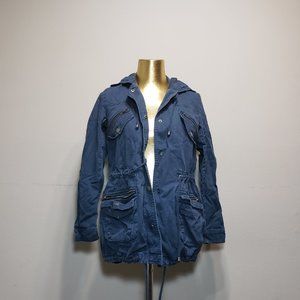 FOREVER 21 Blue Hooded Utility Jacket